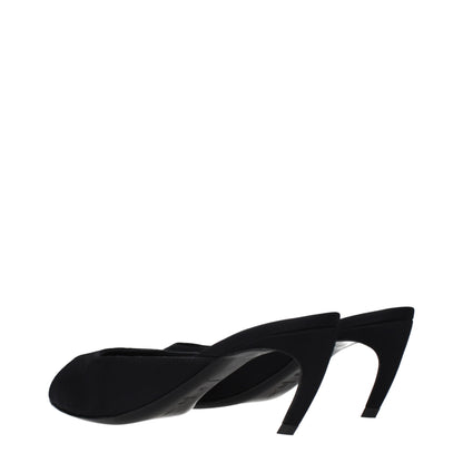 Black Fabric Flat Sandals