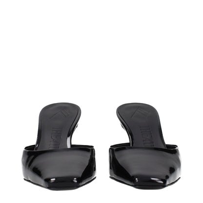 Black Leather Flat Sandals