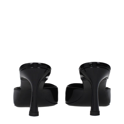 Black Leather Flat Sandals