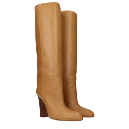 Brown Leather High Heel Boots