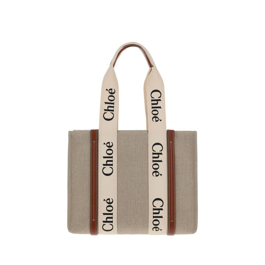 Beige Linen Shoulder Bag