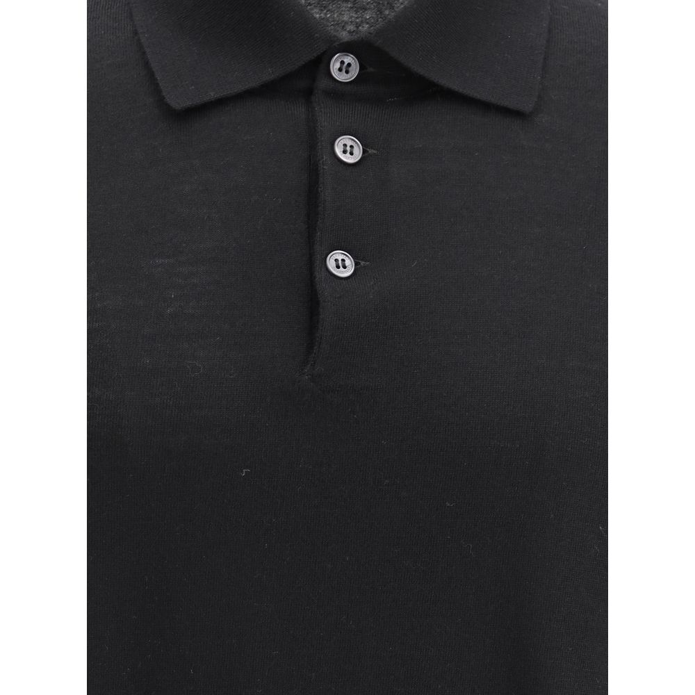 Black Cashmere Polo Shirt