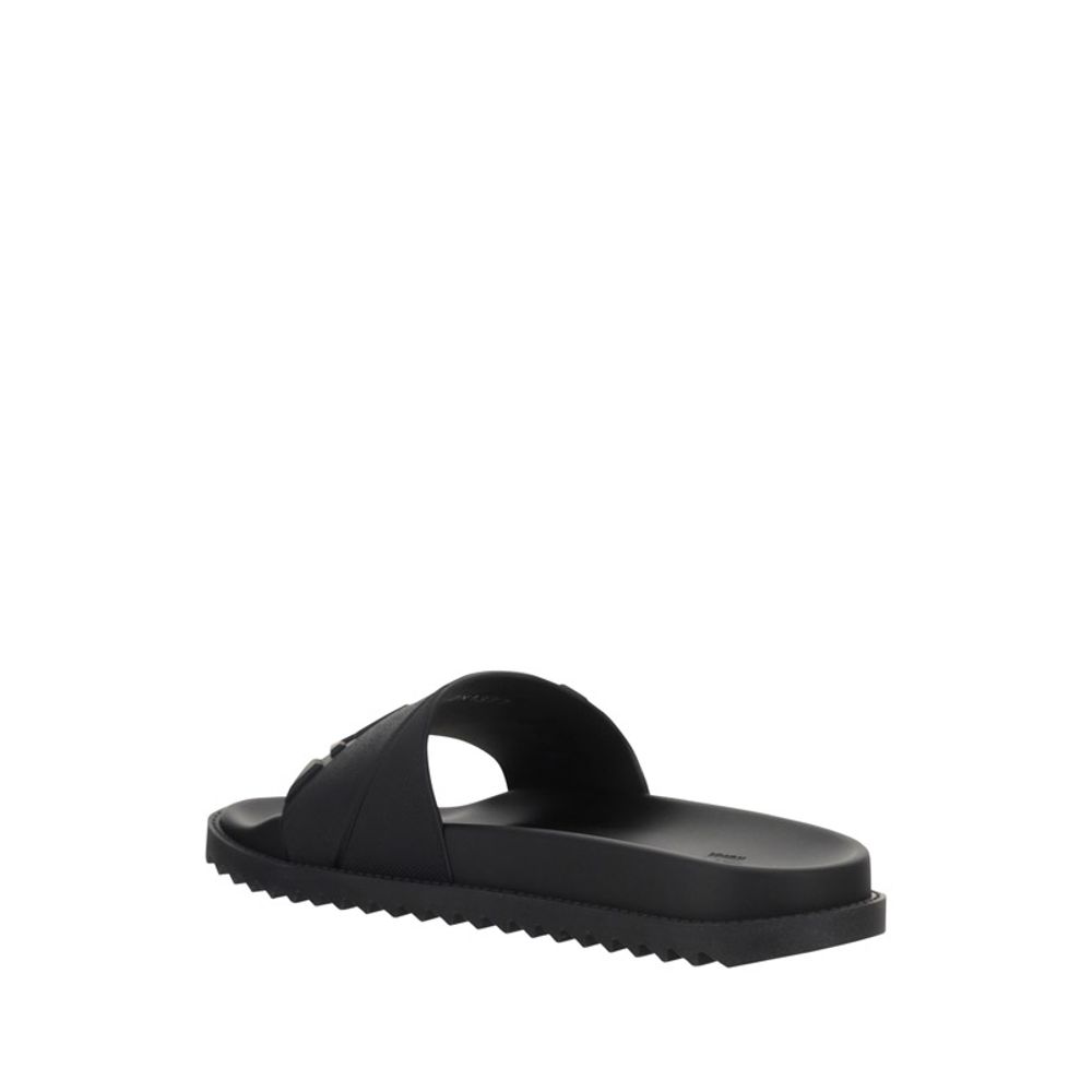 Black Rubber Flat Sandals