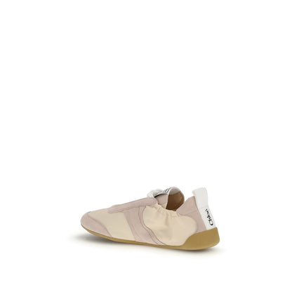 Beige Nylon Athletic Sneakers