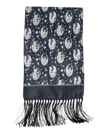 Navy Blue Silk Neck Wrap Shawl Men Scarf