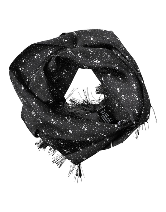 Black Silk Dotted Men Neck Wrap Shawl Scarf