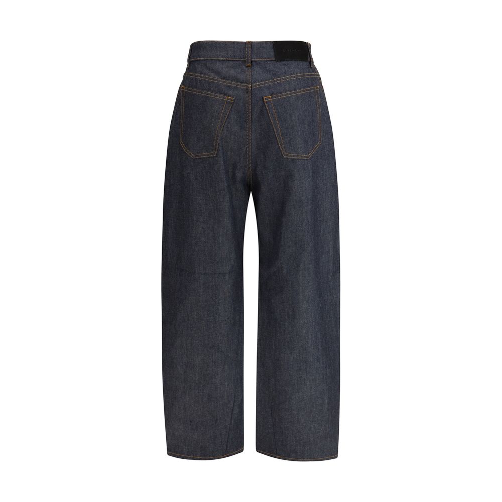 Blue Cotton Casual Pants