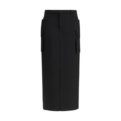 Black Fleece Wool Midi Skirt