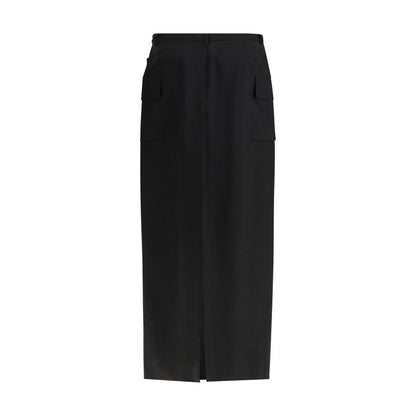 Black Fleece Wool Midi Skirt