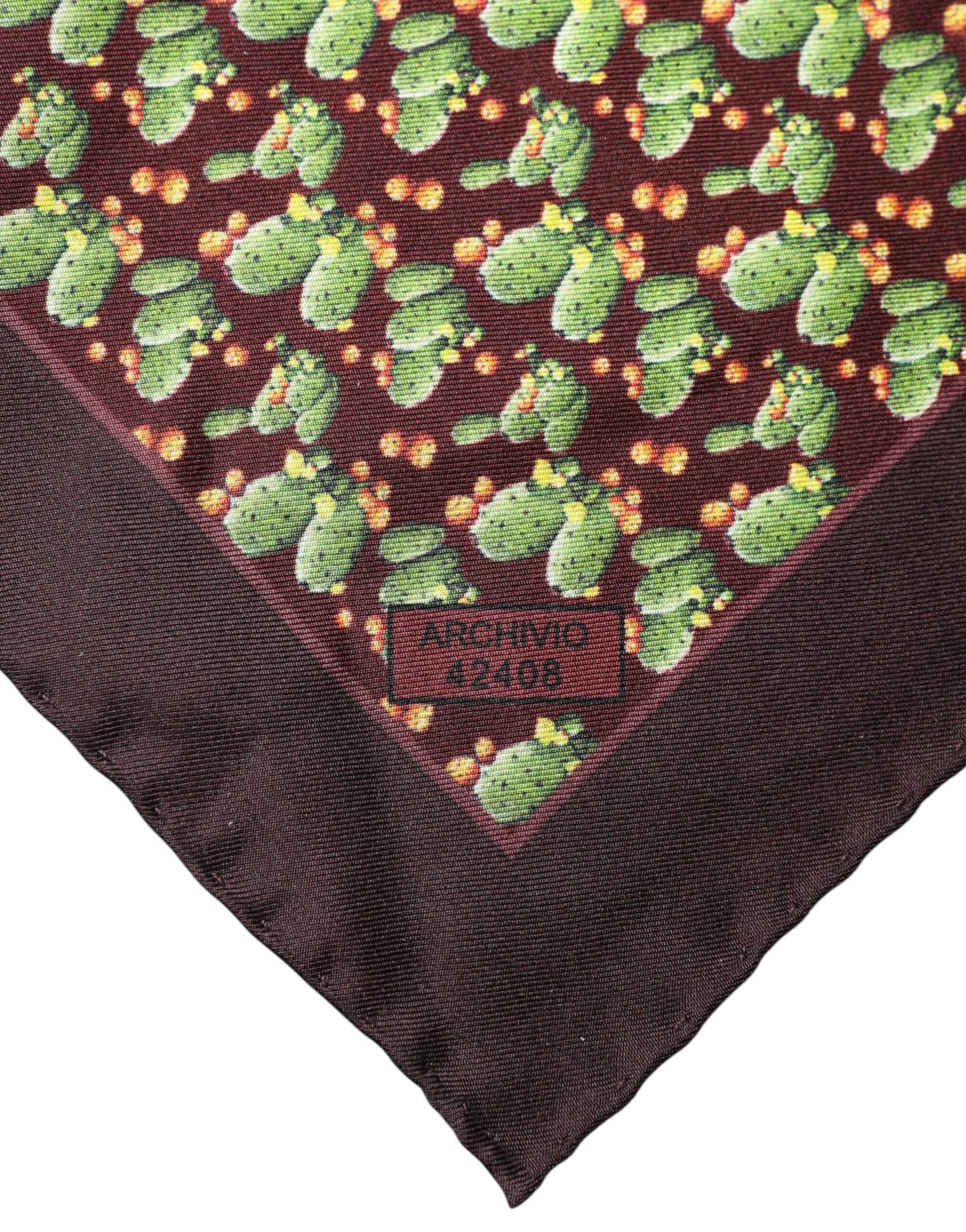 Brown Cactus Print Square Handkerchief Scarf