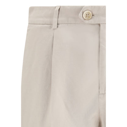 Beige Cotton Casual Pants