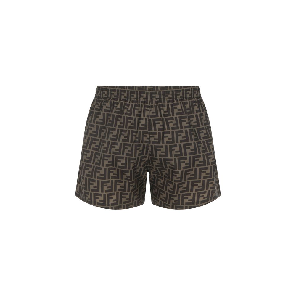 Brown Polyester Swim Shorts