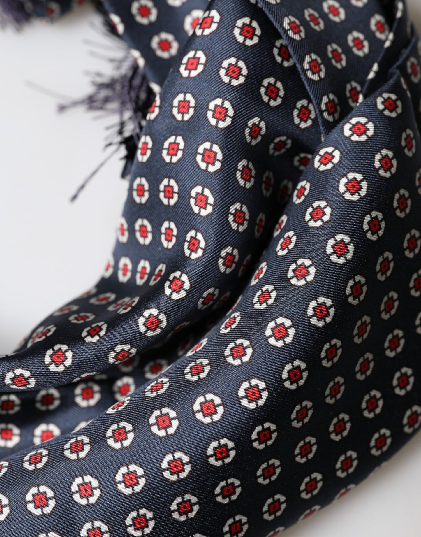 Black Patterned Fringes Neck Foulard Scarf