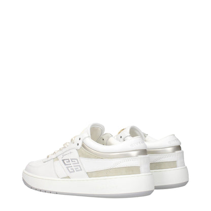 White Leather Low Top Sneakers