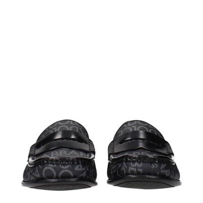 Black Fabric Slip-On Loafers