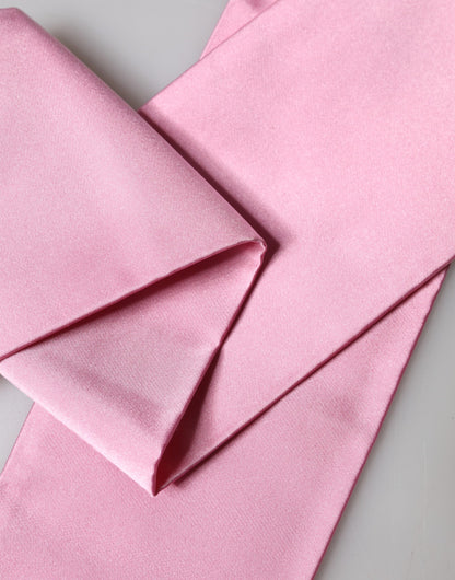 Pink Silk Fringes Neck Wrap Foulard Scarf