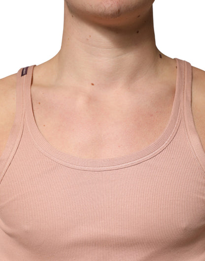 Pink Sleeveless Round Neck Tank Top  T-shirt