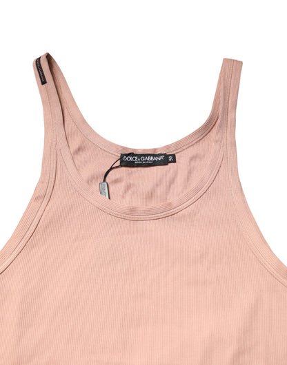 Pink Sleeveless Round Neck Tank Top  T-shirt