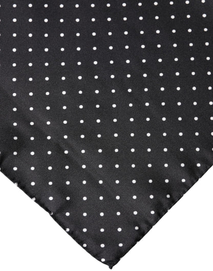 Black Polka Dot Silk Square Foulard Scarf