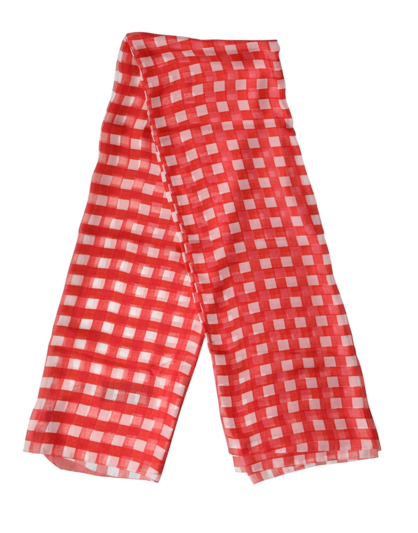 Red Checkered Stole Neck Wrap Shawl Scarf