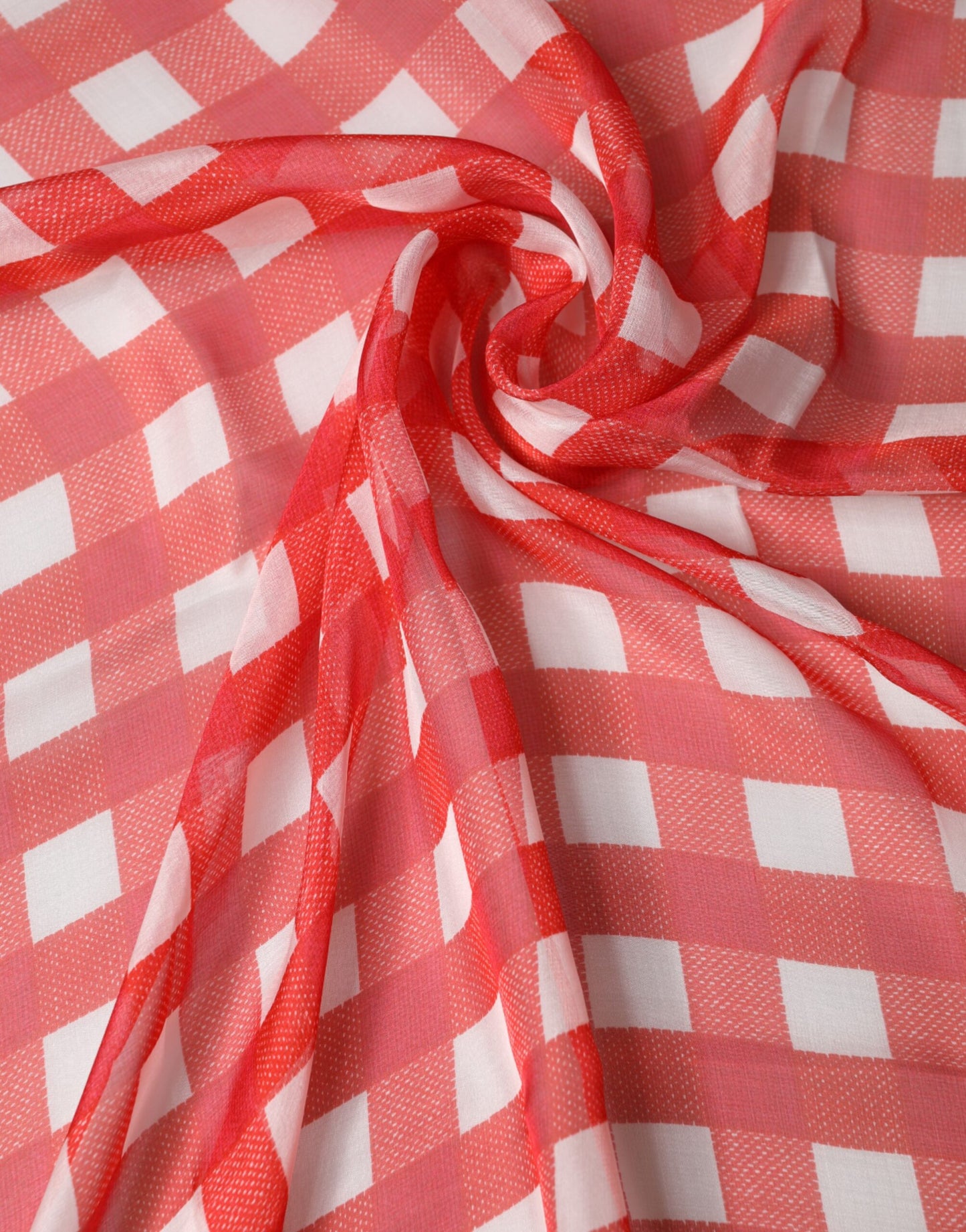 Red Checkered Stole Neck Wrap Shawl Scarf