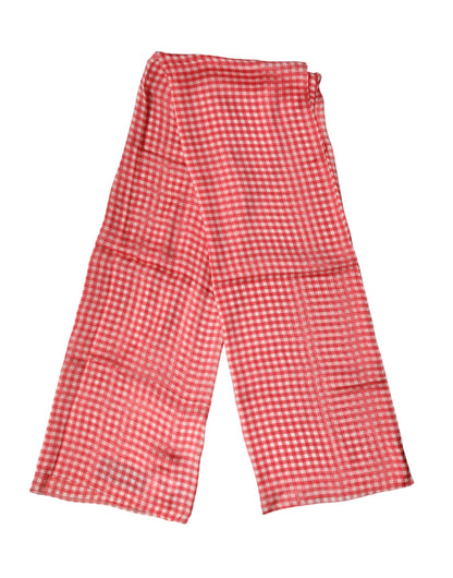 Red Checkered Silk Neck Wrap Shawl Scarf