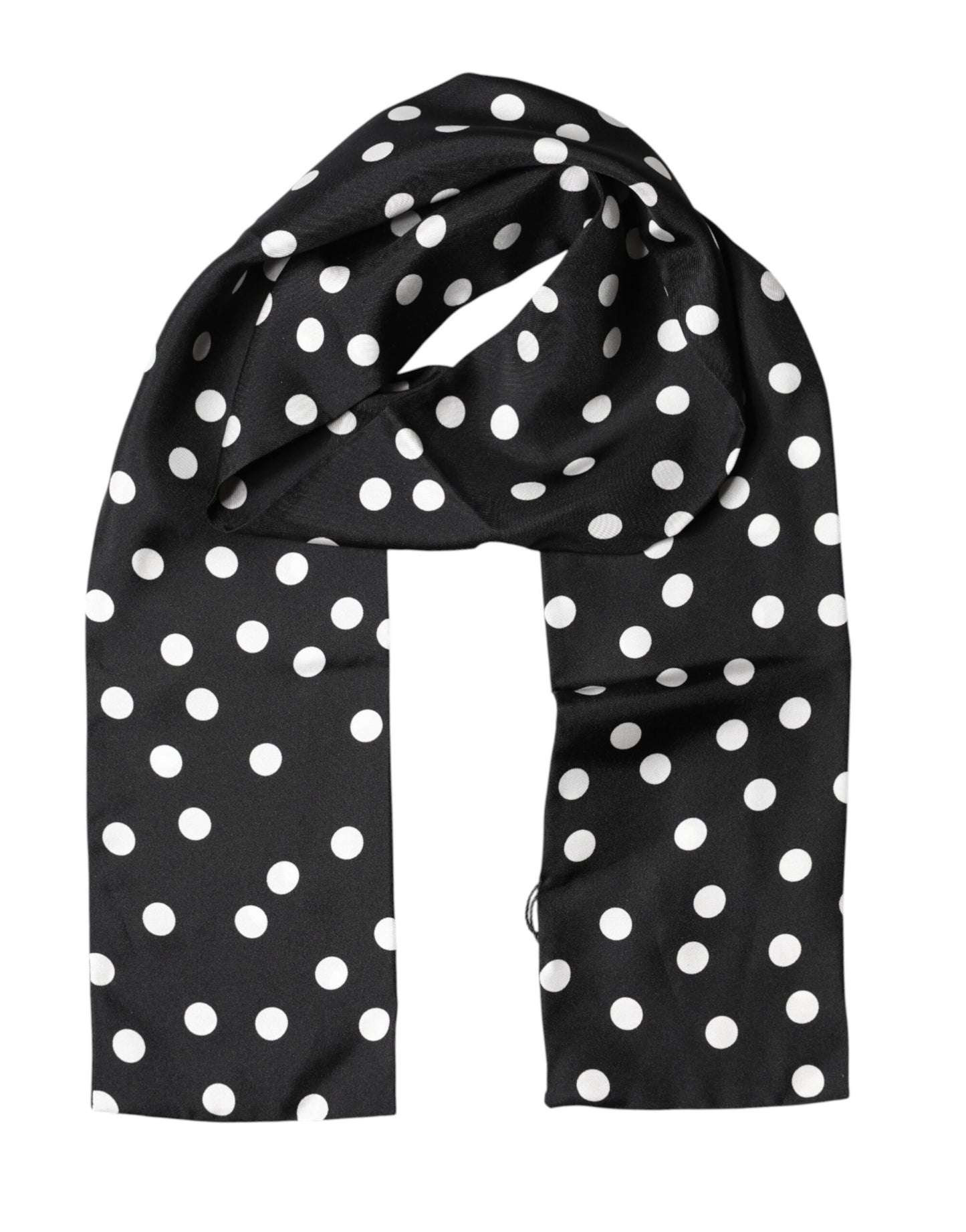 Scarf Black Polka Dot Silk Neck Wrap Foulard