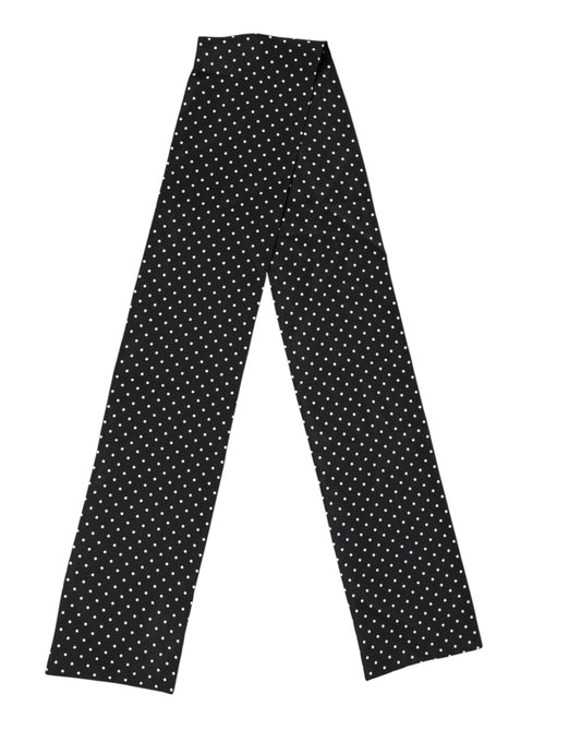Black Polka Dot Neck Wrap Foulard 133.5cm x 12.5cm Scarf