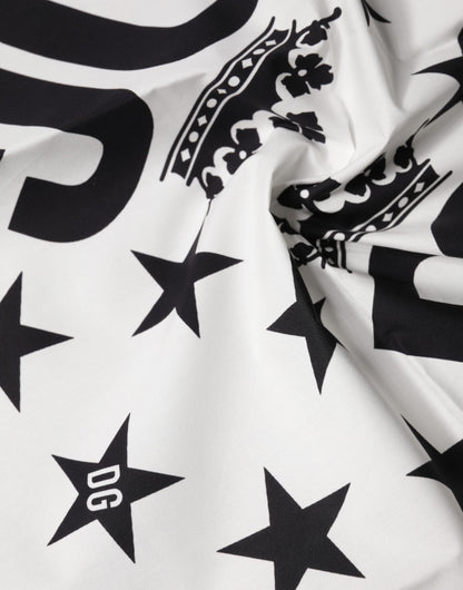 White DG Crown Print Square Foulard 52cm x 50.5cm Scarf