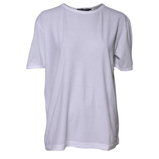 White Cotton Crew Neck Short Sleeves T-shirt