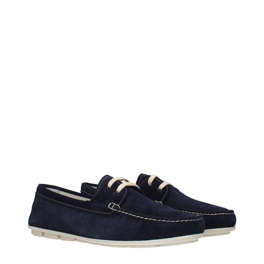 Blue Leather Slip-On Loafers