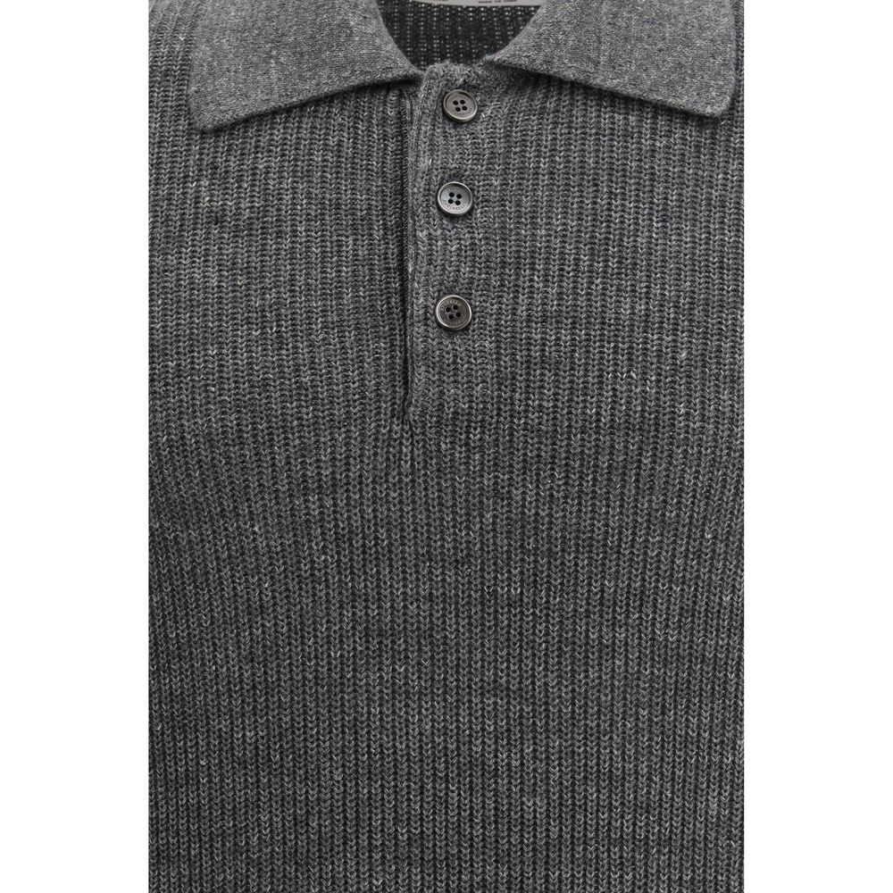 Gray Cotton Polo Shirt