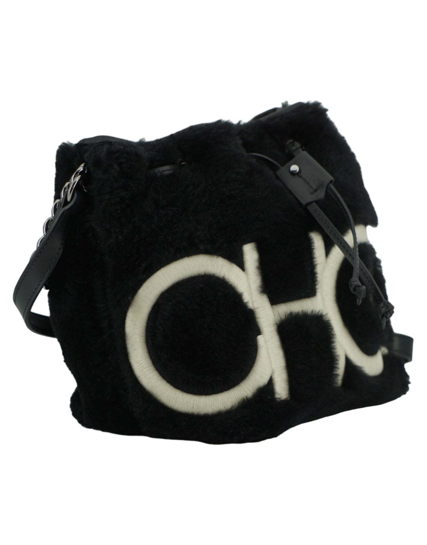 Black Leather Top Handle and Shoulder Bag