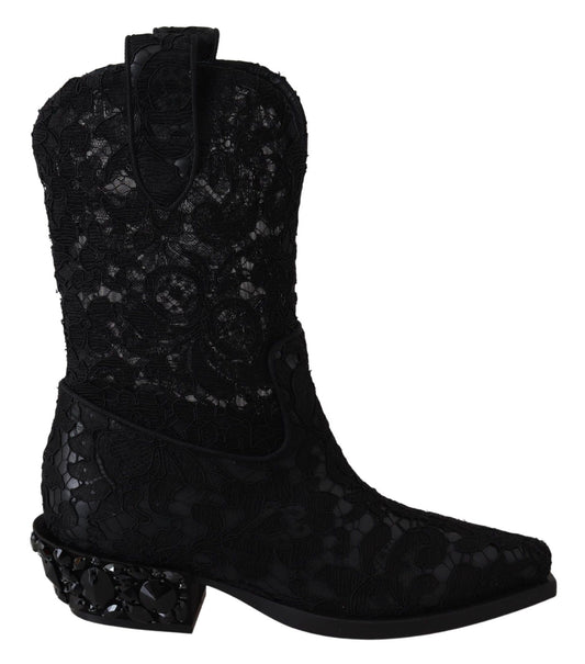Elegant Viscose Leather Ankle Boots with Crystals