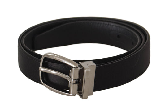 Elegant Silk Leather Belt with Logo Buckle