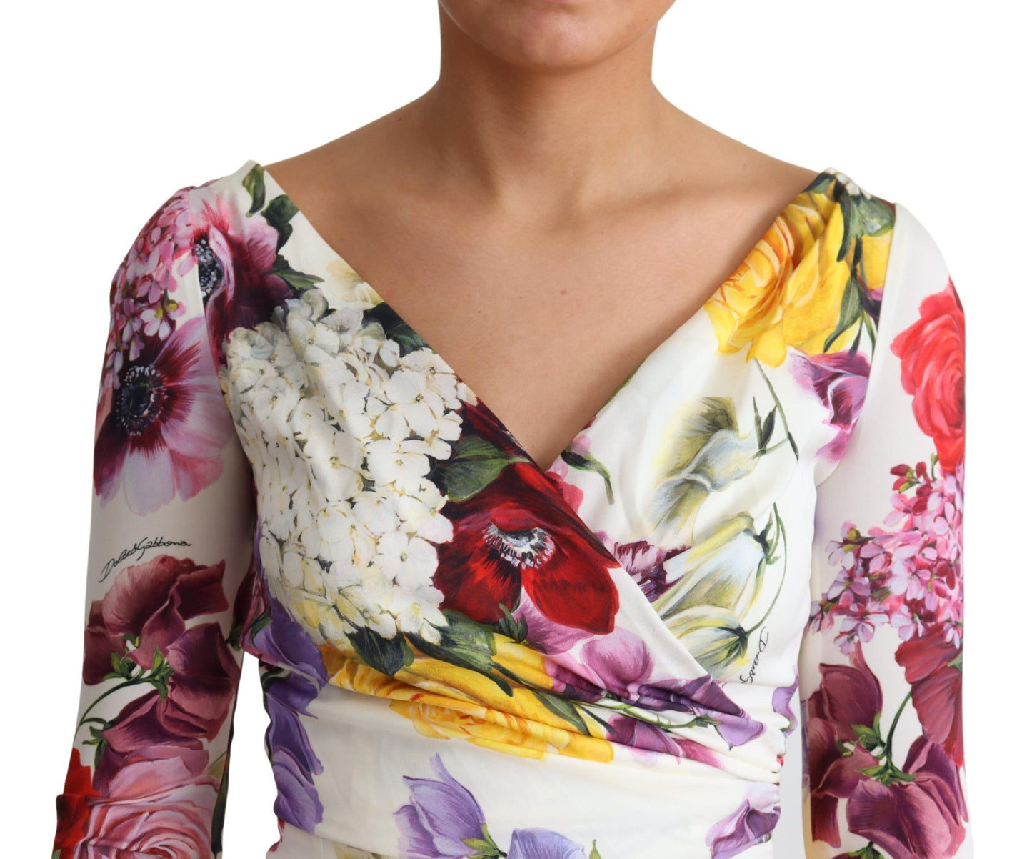 Elegant Floral Sheath Silk Dress