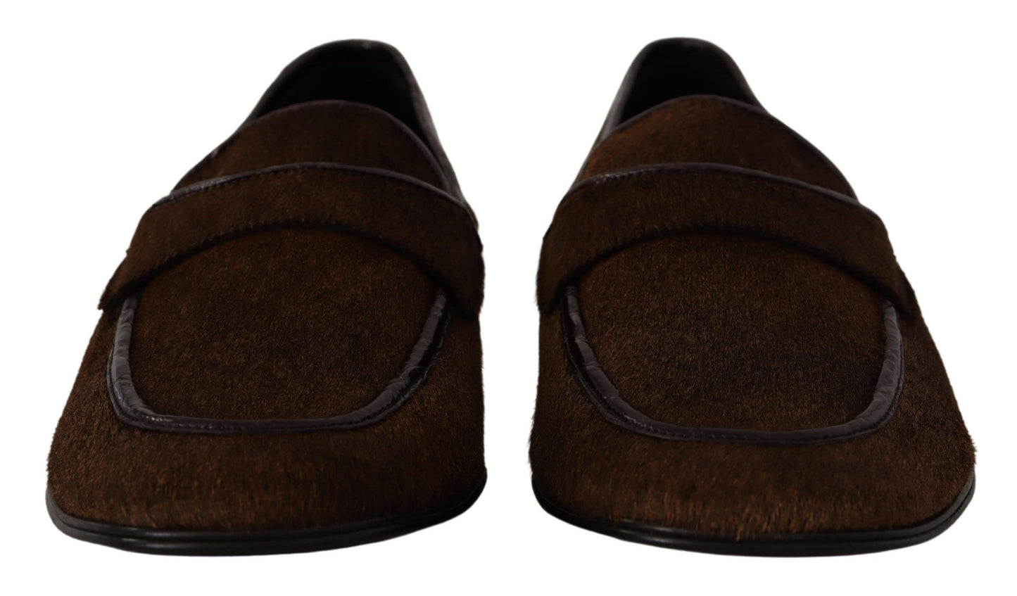 Elegant Brown Caiman Leather Loafers