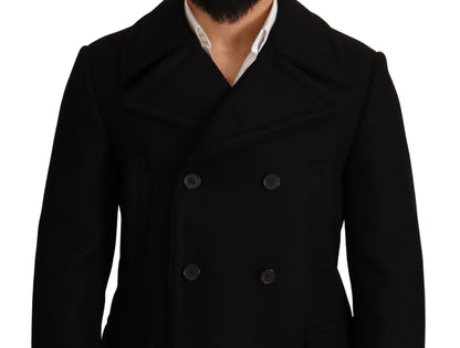 Elegant Black Double Breasted Trench Coat