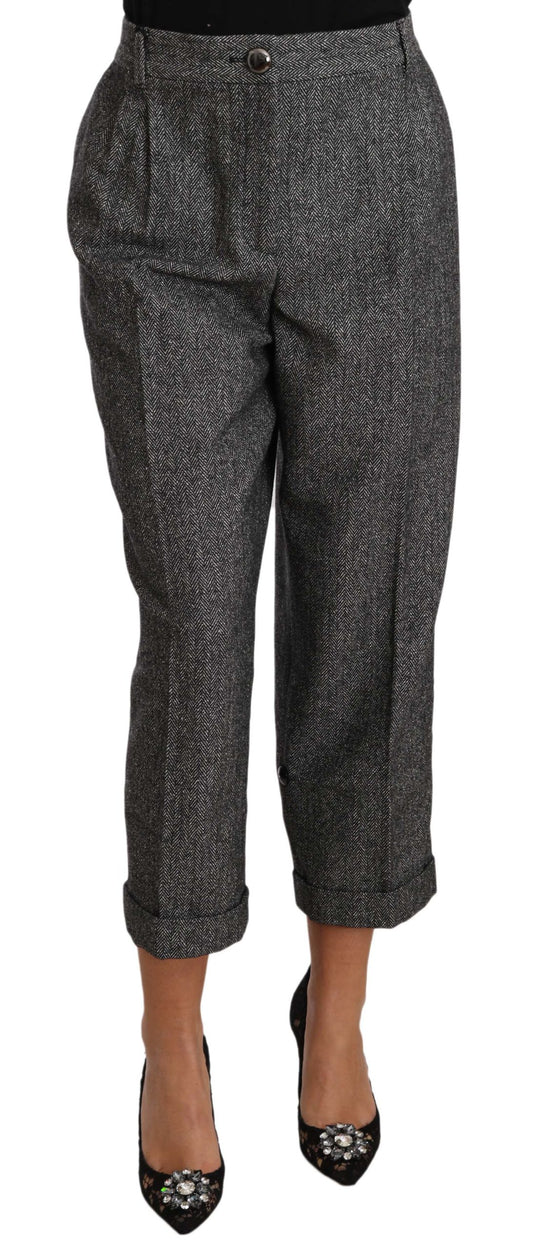 Elegant Gray Wool-Blend Trousers