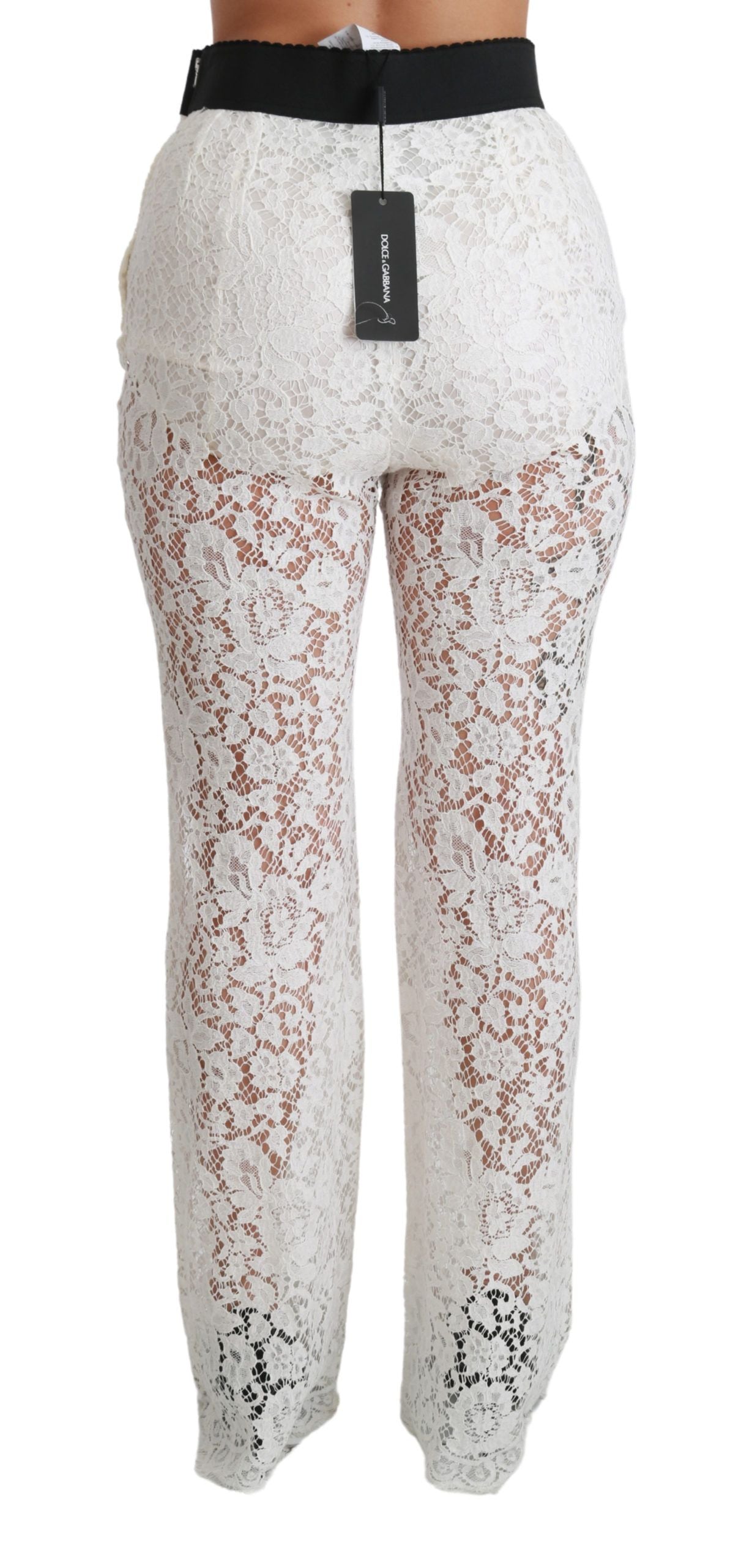 Elegant White Lace High Waist Pants