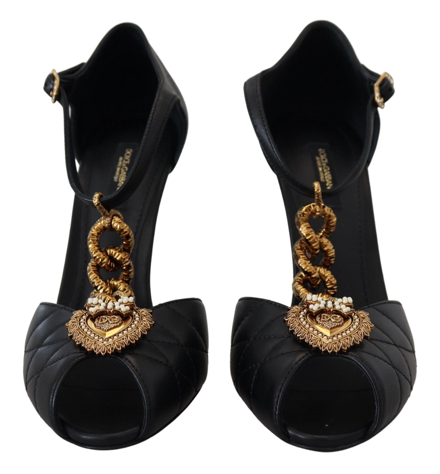 Elegant Gold-Embellished Leather Sandals