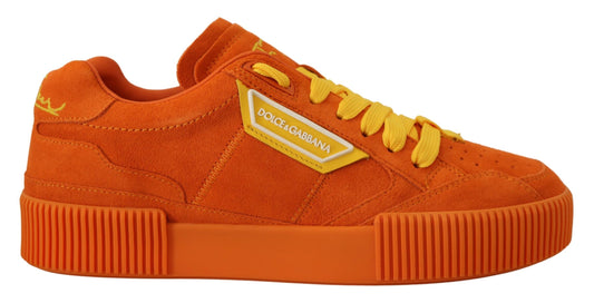 Chic Orange Suede Lace-Up Sneakers