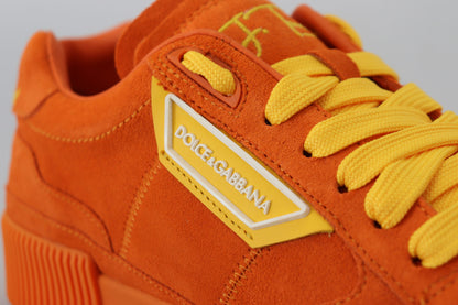 Chic Orange Suede Lace-Up Sneakers