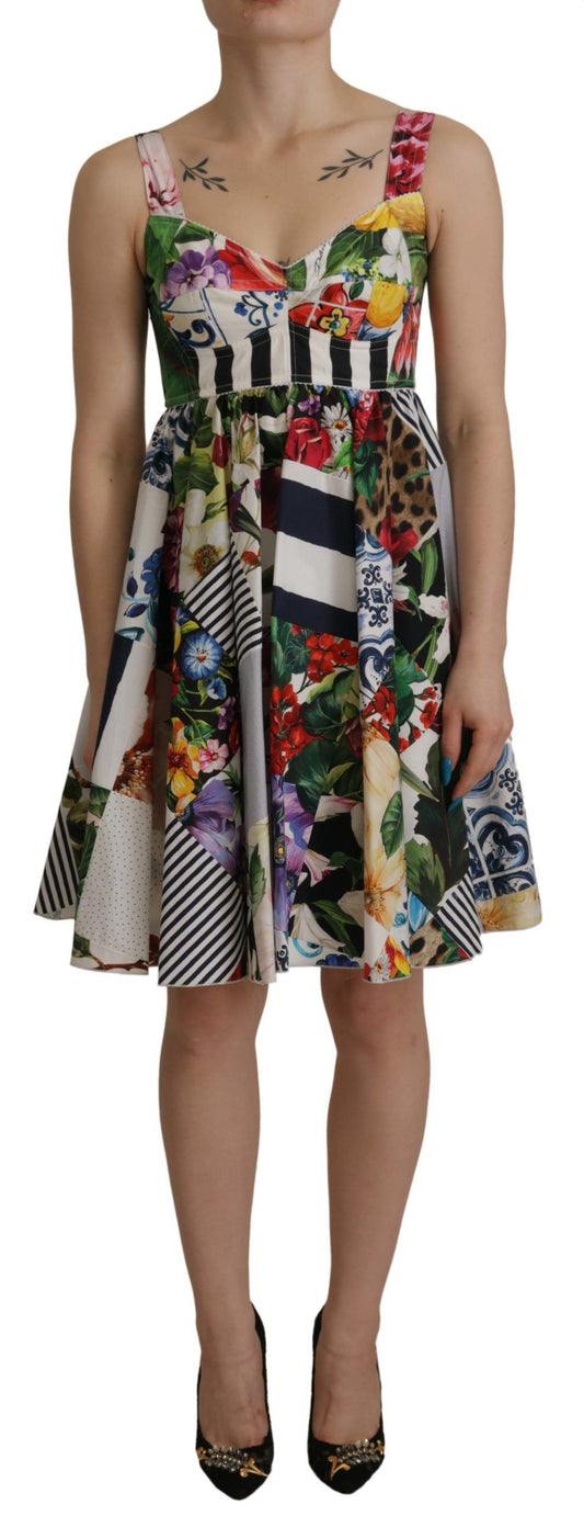 Elegant Patchwork Mini Dress in Vibrant Multicolor