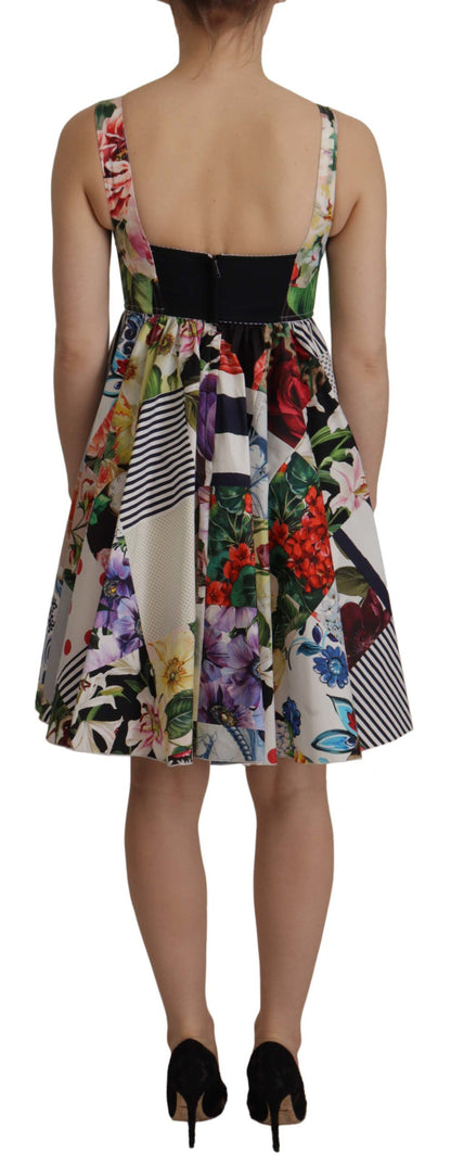 Elegant Patchwork Mini Dress in Vibrant Multicolor