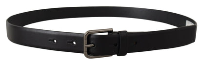 Elegant Black Leather Classic Belt
