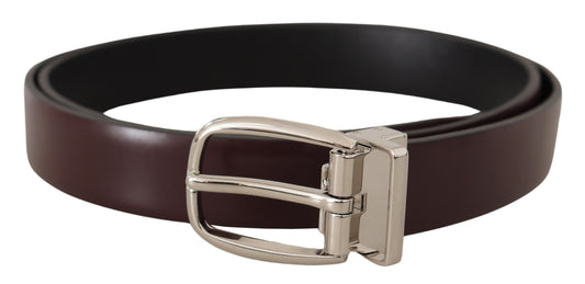 Elegant Leather Belt with Silver Metal Buckle