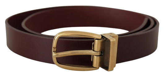 Elegant Brown Leather Belt with Gold Buckle