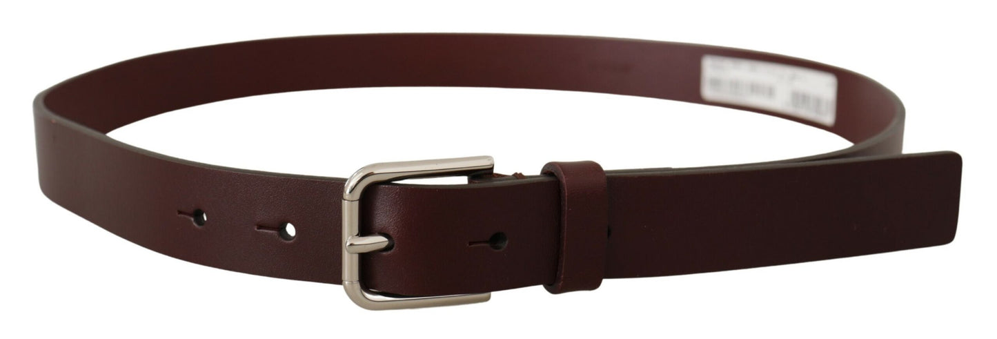 Maroon Luxe Leather Belt with Metal Buckle