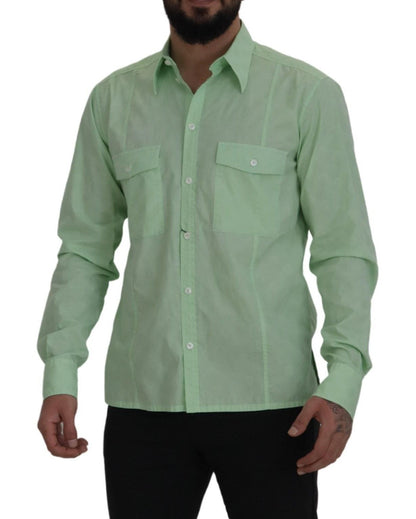 Mint Green Slim Fit Casual Button-Down Shirt